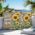thumbnail image 4 of Sweet Home Outdoor Pillow Covers Pack of 2 Sunflower Vintage Rustic Brown Stripe Wood Board Waterproof Throw Pillow Covers Decorative Cushion Cases for Patio Garden Tent Balcony Couch 16x16 inch, 4 of 8