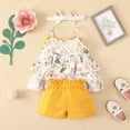thumbnail image 5 of CAUYDY Toddler Baby Girl Summer Clothes Set Kid Outfits Short Sleeves T-Shirt Tops + Shorts Cute Outfits Set For Kids 18-24 Months 2t 3t 4t 5t 6t 7t (Sizes 6-9 Months,H03-Yellow), 5 of 9