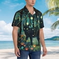 thumbnail image 3 of Balery Mystical Black Cat Fireflies Camisas hawaianas de manga corta para hombre, camisas playeras de corte holgado, camisas de vacaciones con botones,Medium, 3 of 7