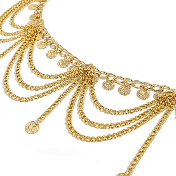 Zhuge Women’s Multilayer Metal Belly Chain, Adjustable Waist Body Jewelry for Everyday Wear, 1 Piece,B22