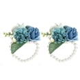 thumbnail image 2 of 2Pcs Faux Pearl Wrist Flower Set Wedding Bracelet Artificial Floral Accessory for Bride Mother Day, 2 of 7