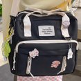 thumbnail image 4 of Bolso Mochilas de nylon Moda Linda Mochila informal Cremalleras Mujeres de compras (Negro), 4 of 7