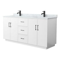 Elan TK 72" White Double Vanity & White Carrara Marble Top & Black Trim