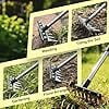 Garden Hand Rake 8-Teeth Carbon Steel with Telescopic Handle 16-65 Inches, No Bending Lawn Yard Patio Cleaning Tool, Elderly Friendly Gardening Rake for Leaf Debris Removal