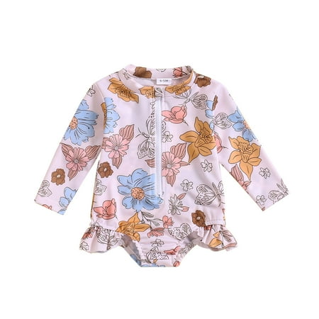 

AaSFJEG Toddler Girl Clothes Toddler Girls Long Sleeve Printing Beach Bathing Baby Suit Girls Swimwear Swimsuit Toddler Swimsuit Girl Red 24M