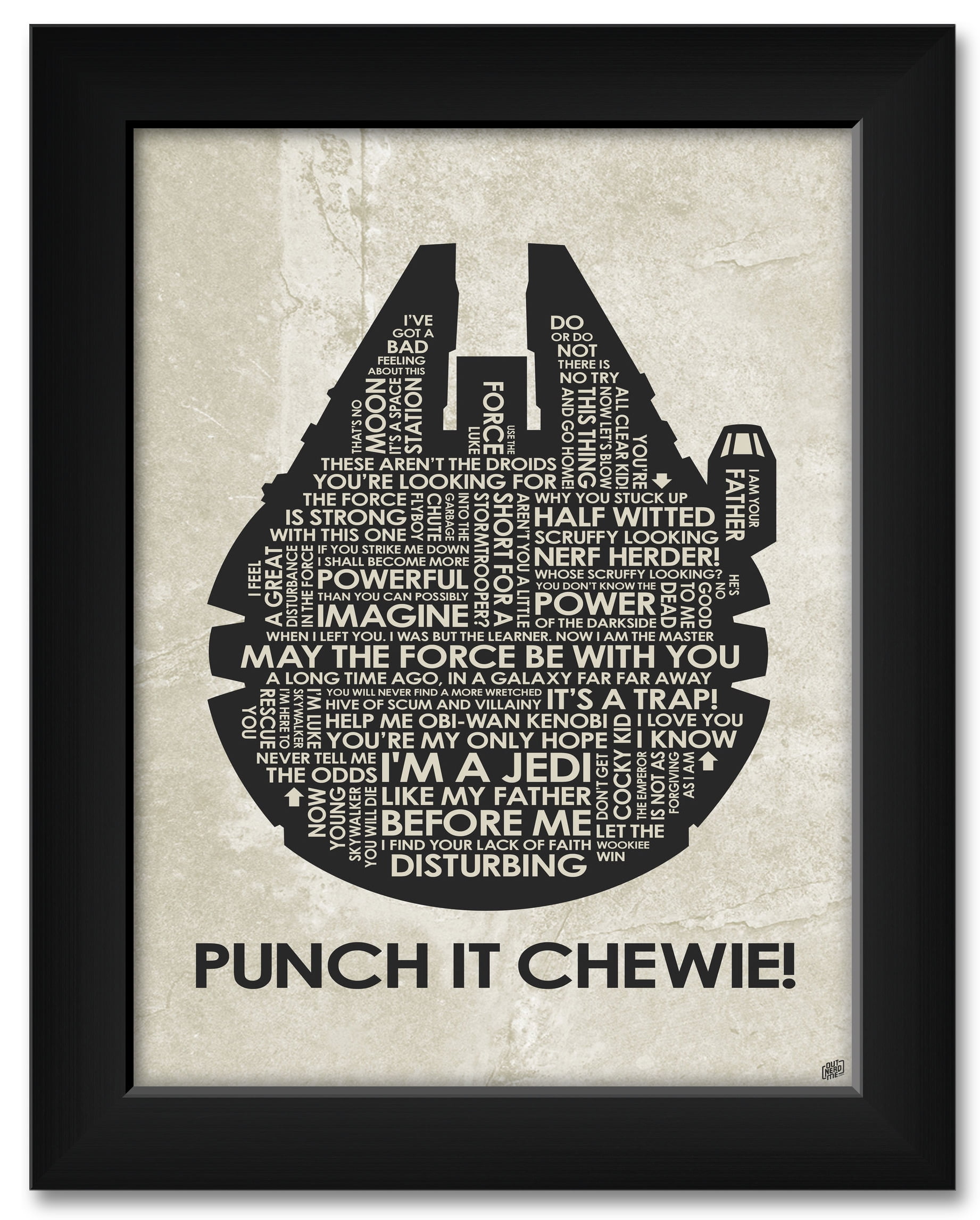 "PUNCH IT CHEWIE!" Framed Art Print by Stephen Poon. Print Size 9" x