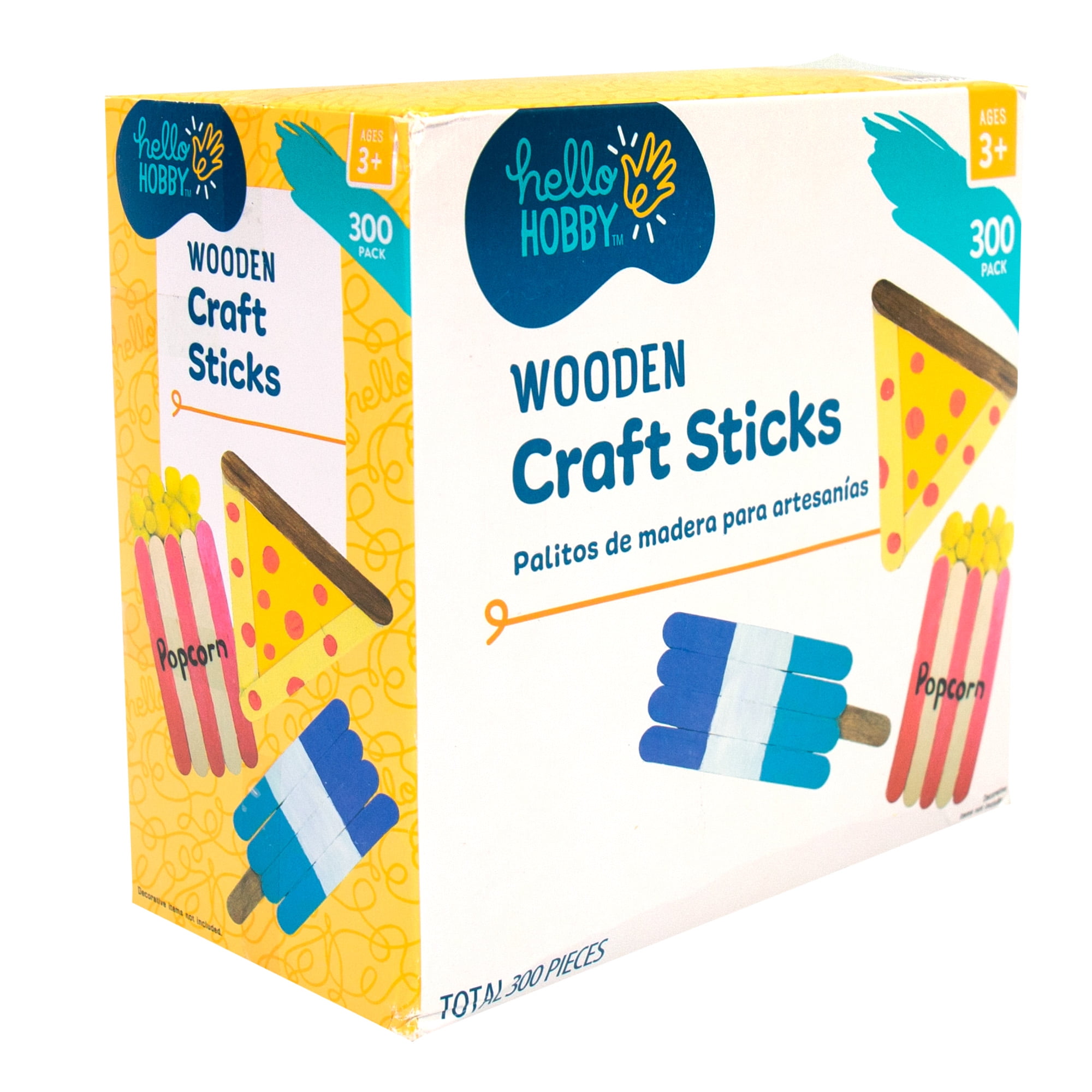 Hello Hobby Wooden Craft Sticks, 300-Pack