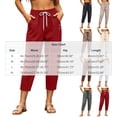 thumbnail image 3 of Xdegoge Women Capri Pants Casual Elastic Waist Drawstring Loose Fit Cropped Trousers with Pockets Lightweight Comfy Summer Beach Vacation Bottoms, 3 of 7