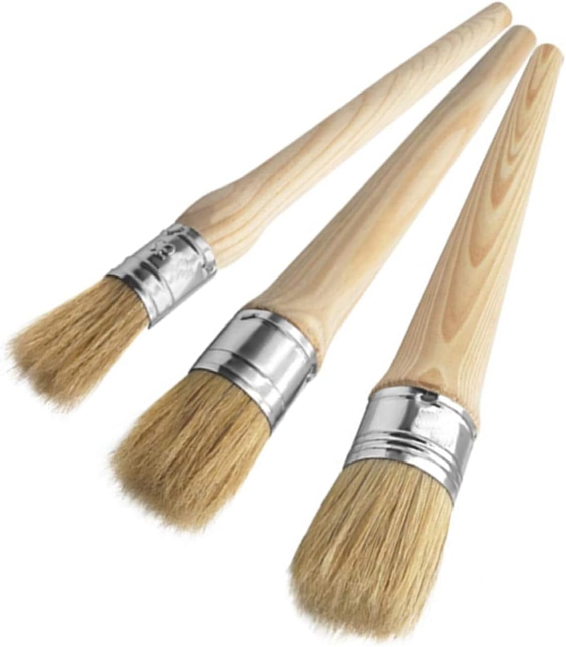 3 Pcs Chalk Paint Wax Brushes Natural Bristle Round Paint Brushes