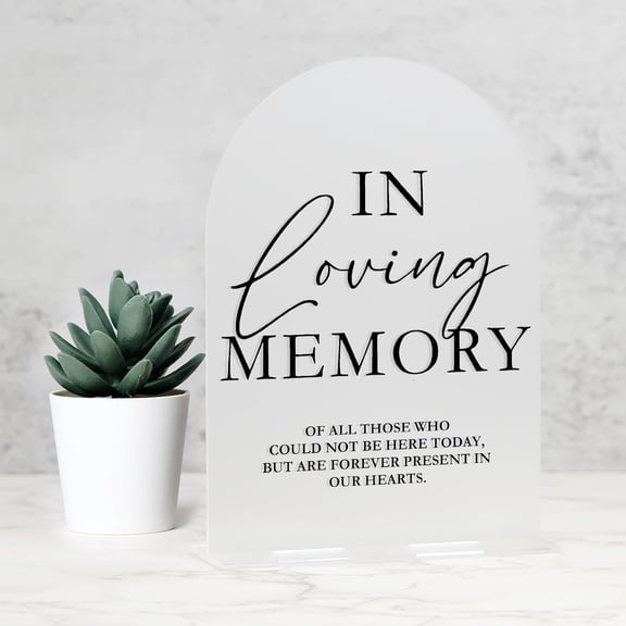 Acrylic Wedding Memory Sign with Stand- 5"x7" Frosted Arched Wedding Sign and Base,1/8" Thick | Modern Calligraphy Black Letters Arch Acrylic Sign for Wedding & Party