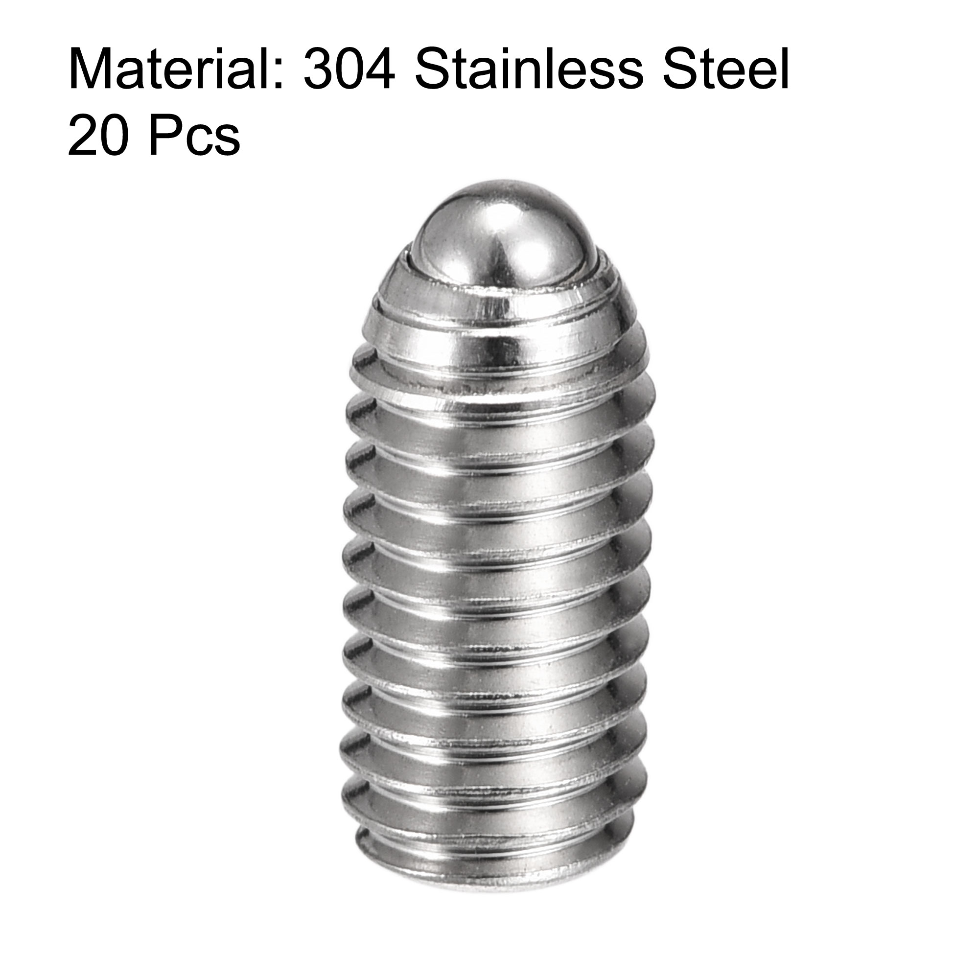 10 Vis Sans Tête à Bille M8x20mm – Inox 304, Hexagonale, Ressort