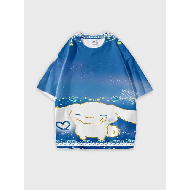 T-shirt round neck Cartoon Role Pattern loose short sleeve JW874