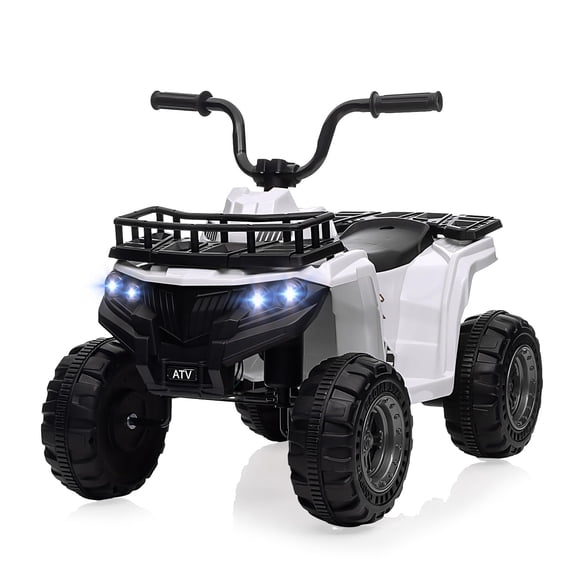 TROPOW 12V Ride On Toys for Boys,Kids Ride On ATV,4 Wheeler Electric Vehicle for Kids,Battery Powered Quad Toy Vehicle with Music,Horn,High Low Speeds,Led Lights,Electric Ride On Toy,White