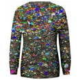 thumbnail image 5 of Cavosen Casual Blouses for Women Long Sleeve Glitter Sparkly Print Pullover Sweatshirts Shirts Round Neck Shiny Blouse Solid Color Party Tees Trendy Elegant Evening T-Shirts 4XL, 5 of 5