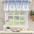 thumbnail image 2 of Eucalyptus Leaves Curtain Valances for Windows, Kitchen Valance Window Treatments Panel 2 Pack, Navy Blue Summer Botanical Weeping Rod Pocket Short Curtains for Bathroom Bedroom 42 x 12 Inch, 2 of 8