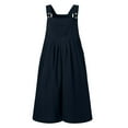 thumbnail image 3 of Womens Plus Size Casual Overalls Wide Leg Bib Pants with Pockets Vintage Boho Jumpsuit Suspender Baggy Rompers  Navy XXL, 3 of 4