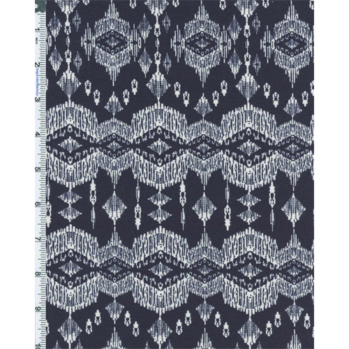 Navy Etched Ethnic Print Knit, Fabric By the Yard
