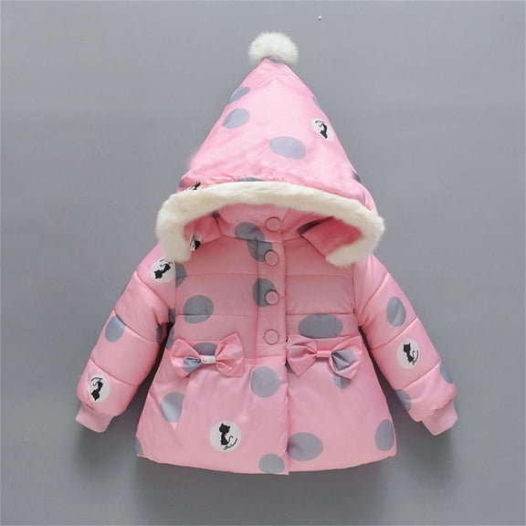 Generic Coat for Children's Trendy Travel Toddler Kids Baby Winter Warm Jacket Outerwear Floral Hooded Zipper Padded Outwear for Girls Boys Cute Casual Comfortable Hoodies (18-24 Months,Pink)