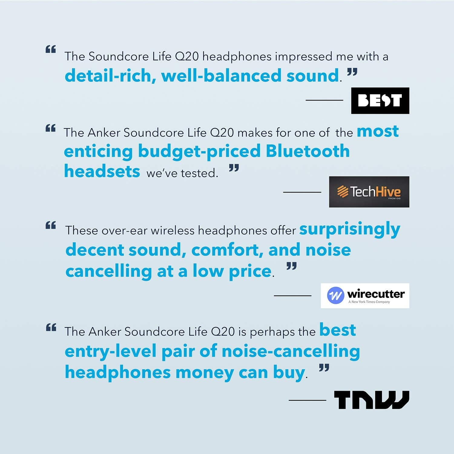 Anker Soundcore Life Q20 Hybrid Active Noise Cancelling Headphones with 40H Playtime, Hi-Res Audio, Deep Bass