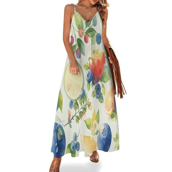 Various Fruits Design Sleeveless Dress Woman Fashion Long Dresses Women's Summer Suit Dress 2025