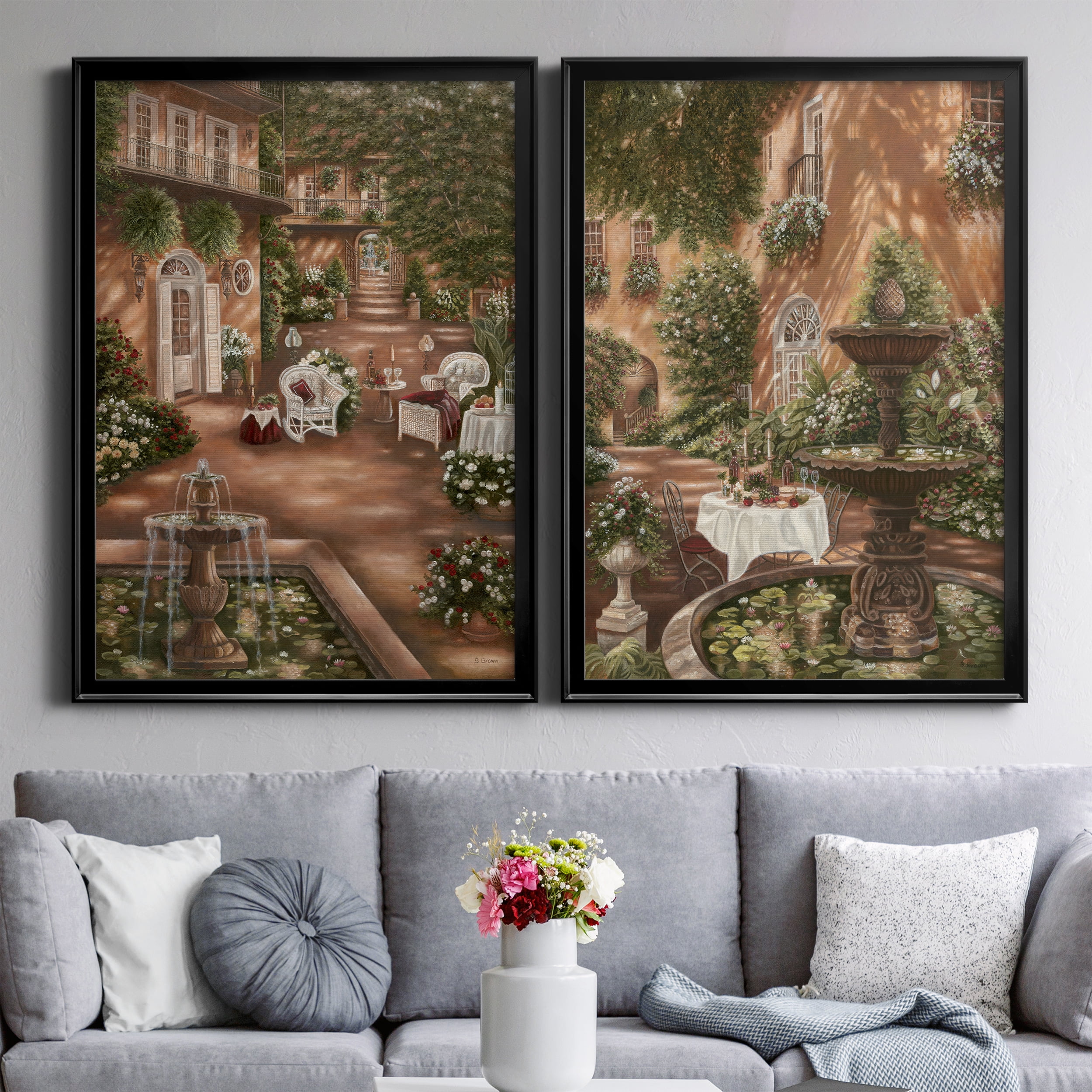 2 Piece Set Evening Cocktails I Premium Framed Canvas - Ready to Hang - 26.5 x 36.5 Each - Black Frame