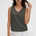 thumbnail image 4 of ctdiral Womens V Neck Crop Tank Tops Summer Sleeveless Tanks Lightweight Loose Fit Tee Casual Comfy Tops Dark Gray XL, 4 of 8
