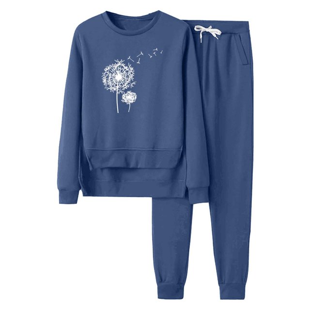 Gibobby Conjunto de sudadera y pantalones Sudadera holgada de manga larga con estampado gráfico y chándal informal de forro polar para mujer(Marina,G)