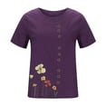 thumbnail image 4 of EQWLJWE Chemises pour Femmes Liquidation T-Shirts pour Femmes Manches Courtes Décontractées Col Rond Imprimé Ample Tunique Chemise Blouse Hauts, 4 of 5