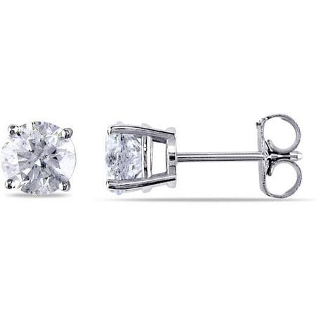 Miabella 1-1/2 Carat T.W. Diamond Solitaire 14kt White Gold Stud Earrings