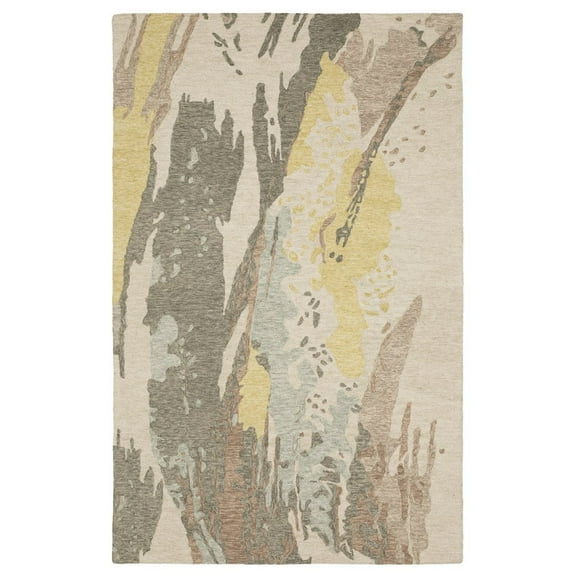Oriental Weavers Kipton Hand-made Wool Area Rug - KIP02 - 2'6" x 8' - in Beige/ Yellow - Modern Style, Hand-Made Wool Rugs, Entryway, Hallway Runner Rug