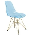 thumbnail image 3 of LeisureMod 5-Piece Dining Set 35" Round Table with MDF Tabletop and White Iron Base 4 ABS Plastic Side Chair with Gold Legs for Modern Home, Kitchen Bristol Collection in Transparent Blue, 3 of 11
