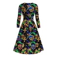 thumbnail image 4 of Jinhomg Mardi Gras Dress for Women Party 2025 Funny Carnival Themed Masks Print Dresses Lightweight Casual V-Neck Midi Dress Holiday Party Wear Multicolor XXL, 4 of 5
