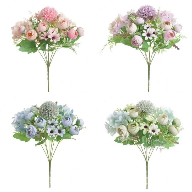 Ramo de flores artificiales de 4 piezas para decoración de en hogar nupcial
