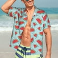 thumbnail image 7 of Pofeuu Watermelon Print Hawaiian Shirt for Men Sleeves Casual Button Down Summer Beach Dress Shirts T-Shirts,Large, 7 of 7