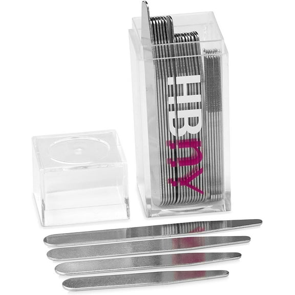 26 Metal Collar Stays in 4 Sizes for Men's Dress Shirts - Premium Stainless Steel Stiffeners with Smooth Edges in Clear Plastic Box - by HBNY