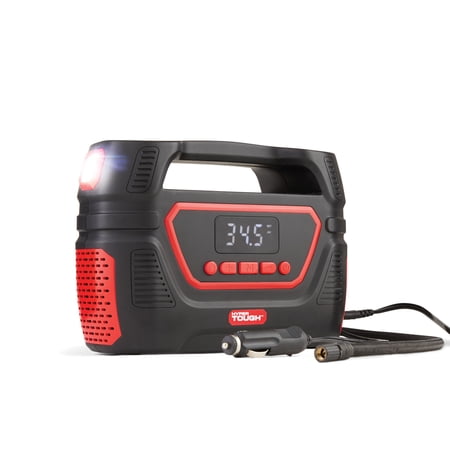 HYPER TOUGH DUAL POWER DIGITAL INFLATOR FOR P195/65R15 CAR TIRE, CAR-DC 12V OR HOME-AC 120V