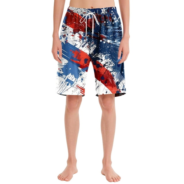 LVHAOGJOB Womens Shorts Plus Size Print Summer Athletic High Waist Multicolor with Pockets Short Pants for Women Drawstring