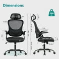 thumbnail image 4 of JOINSUN High-Back Ergonomic Mesh Chair with Lumbar & Headrest Support, Flip-Up Armrests, Ideal for Office, Study & Home Workstations, Black, 4 of 6