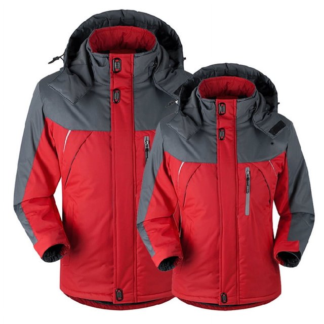 Winter Outdoor Couples Charge Cotton-padded Fleece-lined Thick Warm Coat Plus Size Simple Clothes
