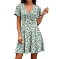thumbnail image 4 of Summer V Neck Aline Dresses for Women 2026 Flowy Casual Flora Short Sleeve Dress Mini Sundress, 4 of 4