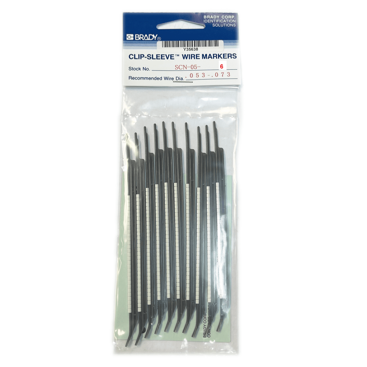 Wire Marker Clip Sleeves Brady SCN05-B Black on White 50 Clips