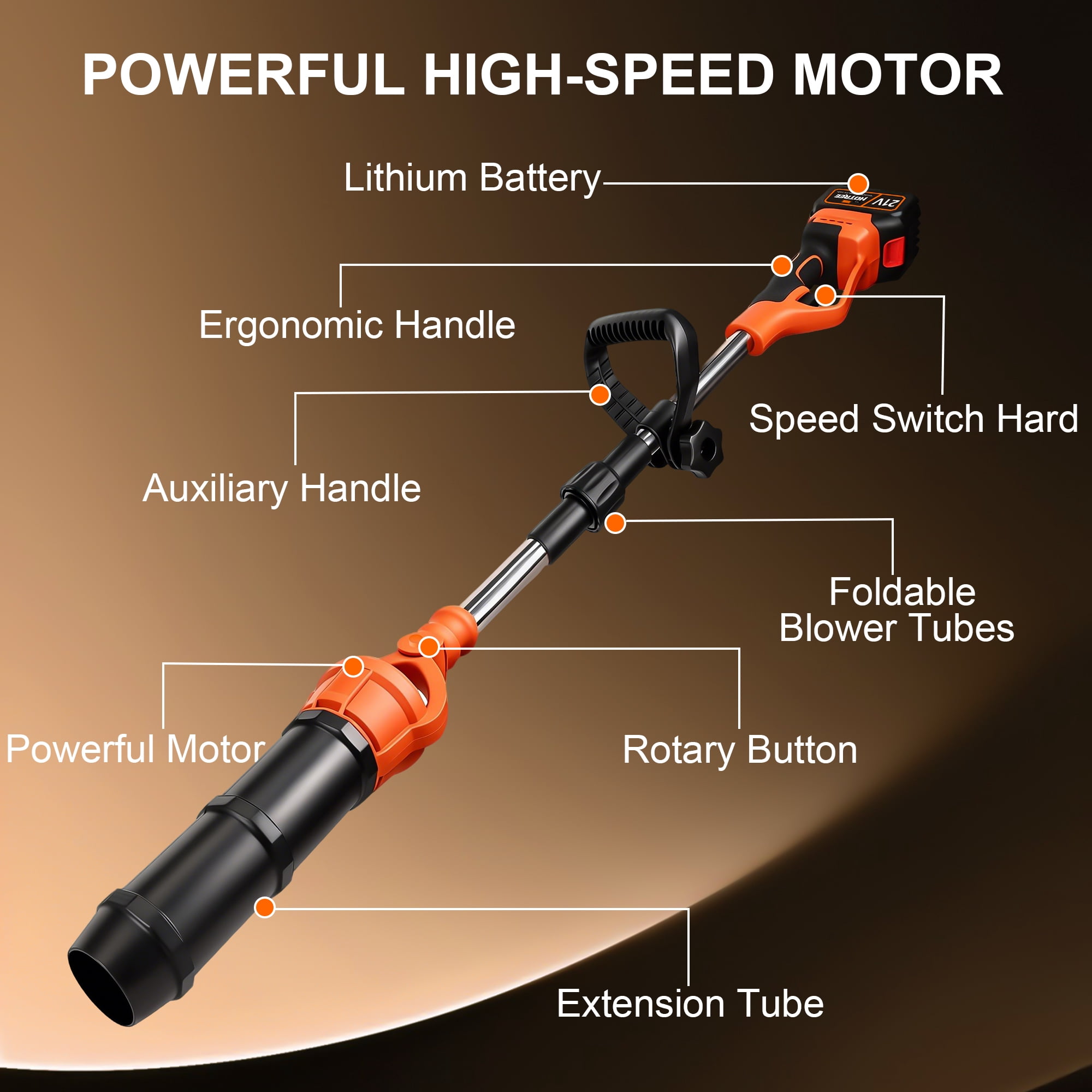 HOTREE Cordless Leaf Blower 600CFM with 2×21V Batteries, Foldable Rotating Design for Lawn Care Patio Cleaning