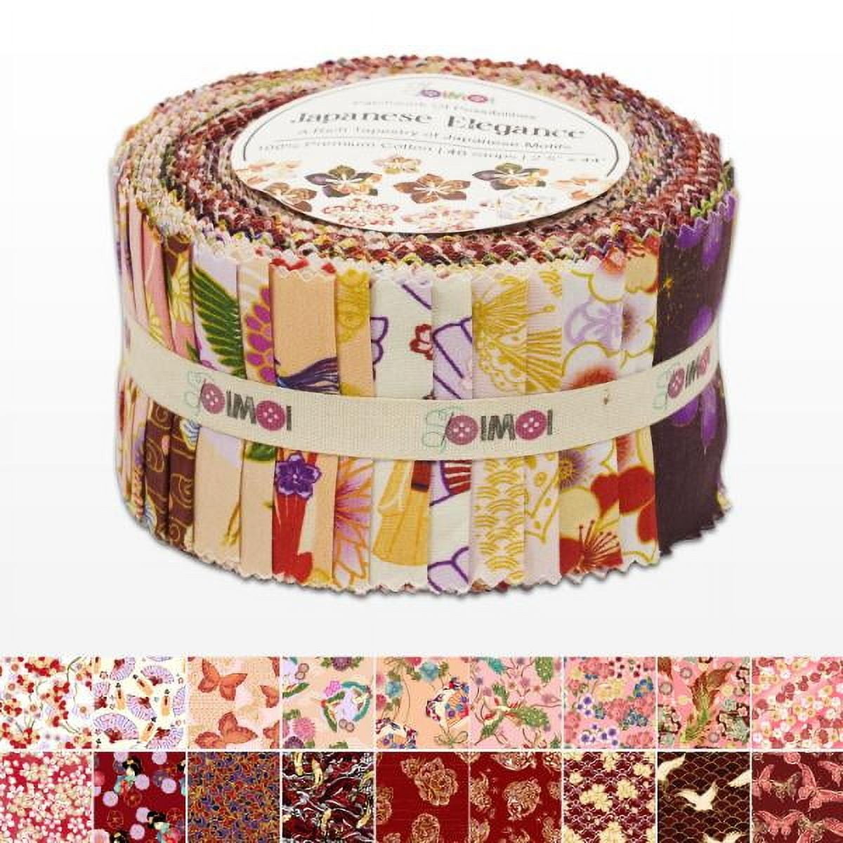 Soimoi Jelly Roll 40 Strip Assorted Bundle, Fabric Strips for Quilting, Crafting, and Sewing, 100% Cotton Fabric Jelly Roll Bundle For Scrapbooking, DIY Crafts- Japanese Elegance