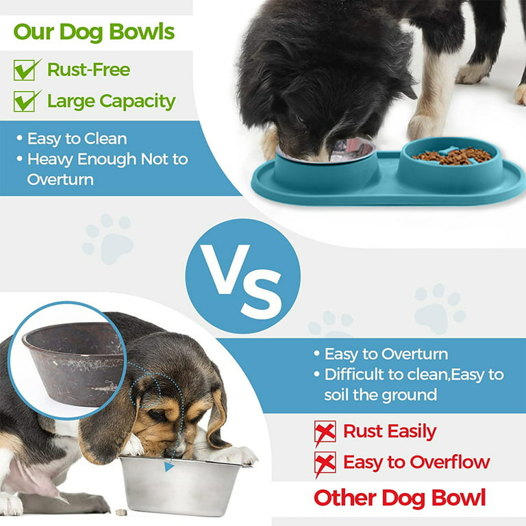 Pet Bowls and Silicone Feeding Mat Set