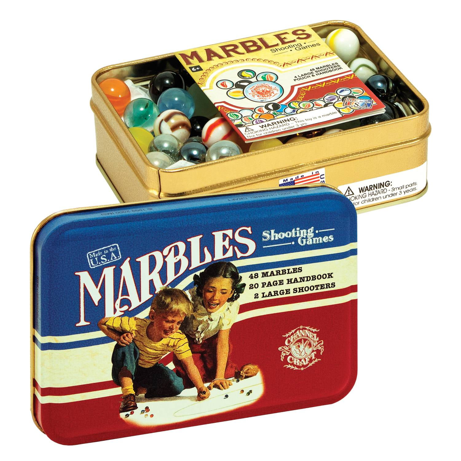 Marbles Shooting Game Classic Series in a Tin Box Made in USA Channel Craft 