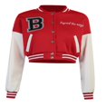 thumbnail image 3 of EIMELI Women‘s Crop Baseball Jacket Casual Retro Varsity Coat Letters Embroidery Button-Down Baggy Bomber Jacket, 3 of 6