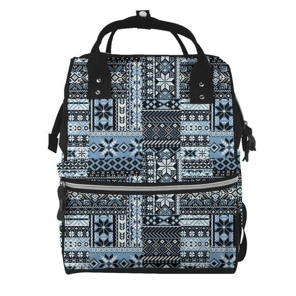 Disketp Snowflake Vintage Pattern Mochila de Pañales de Gran Capacidad con Múltiples Bolsillos, Mochila de Viaje Multifuncional para Bebé, Unisex, Moderna y Resistente