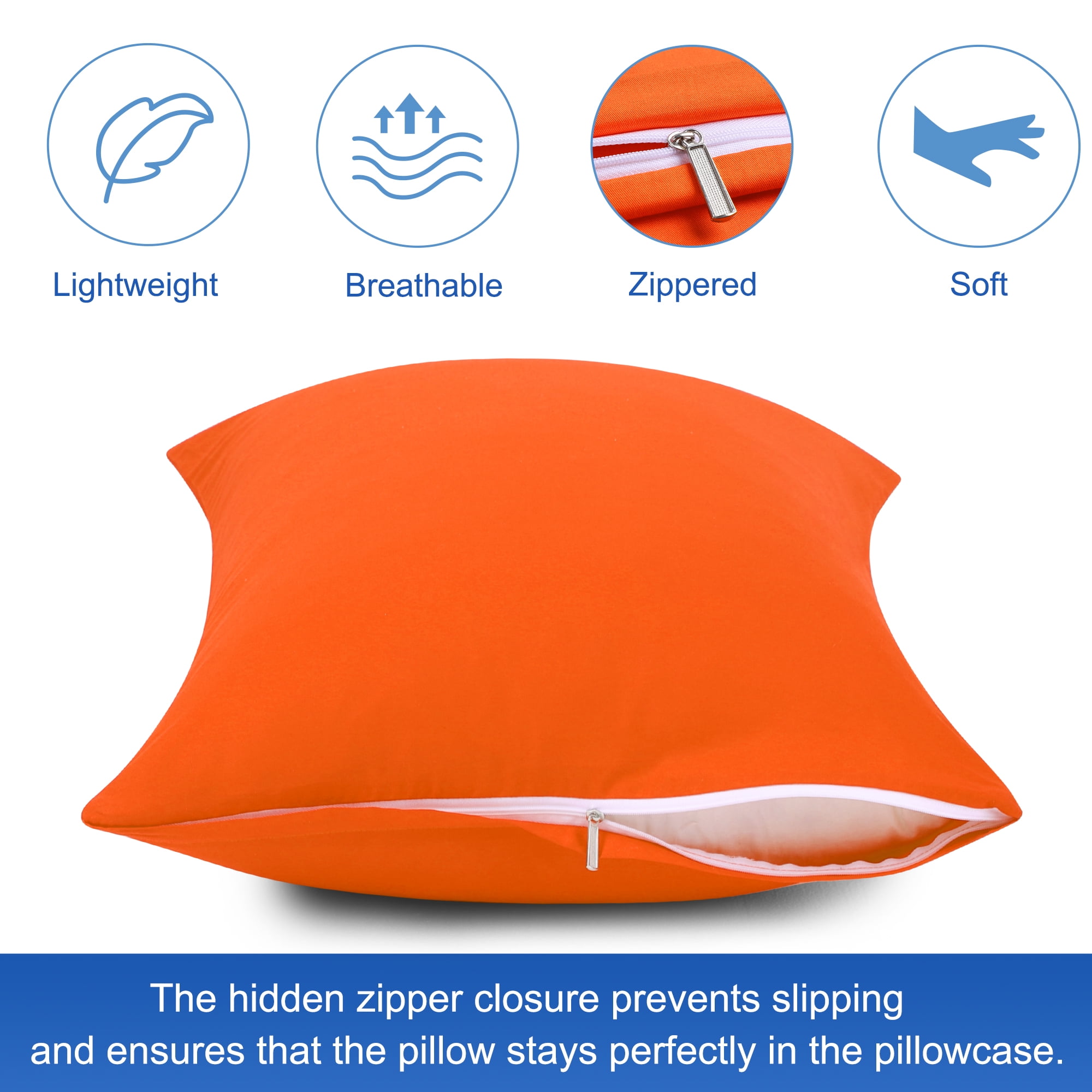 Unique Bargains Pillowcases 2-Piece Egyptian Cotton Pillow Cover orange Standard