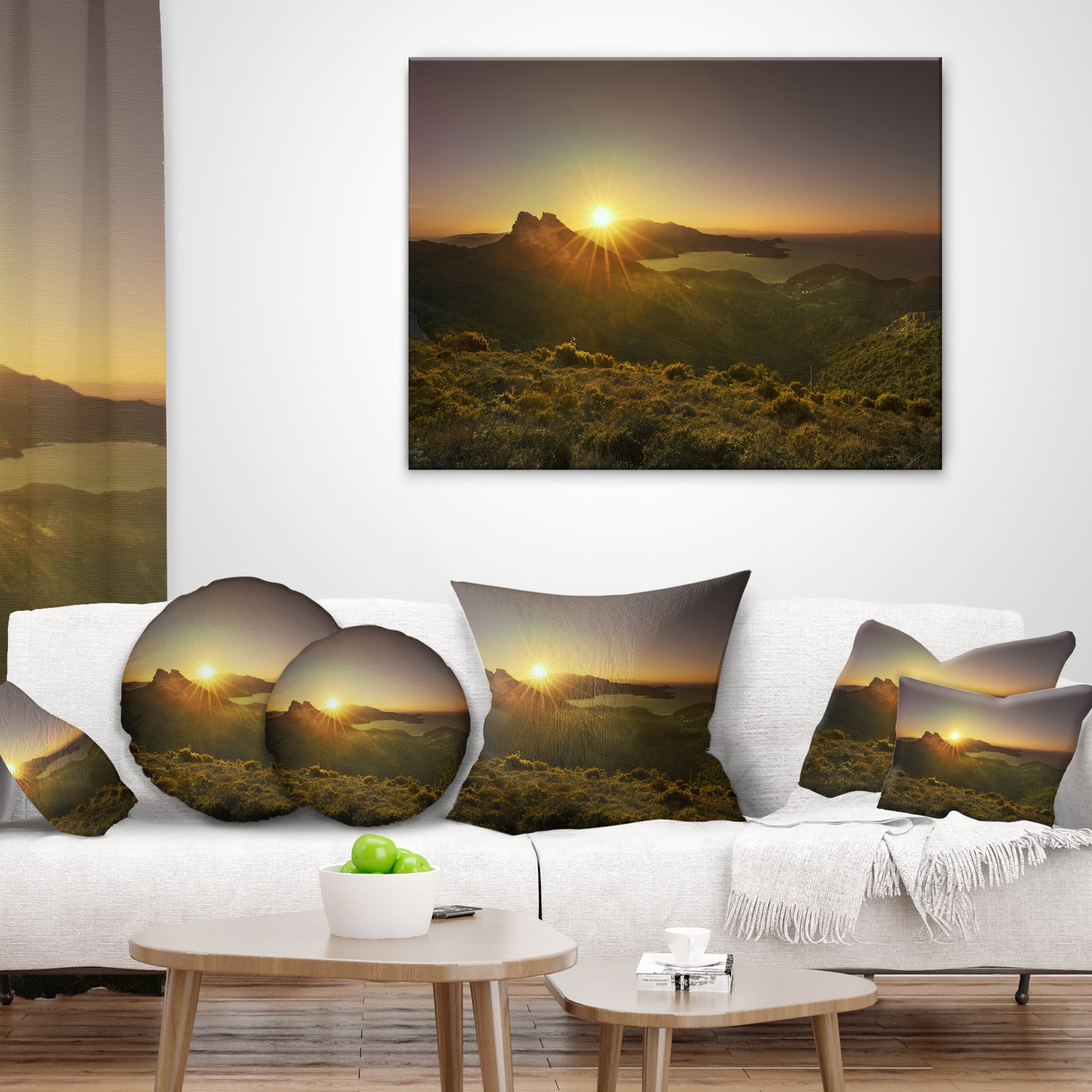 Designart Volterraio and Portoferraio Bay - Landscape Wall Throw Pillow - 12x20