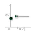 thumbnail image 4 of 925 Sterling Silver 3mm Round Created Emerald Post Earrings, 4 of 5
